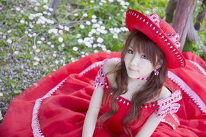 
Reina Tanaka in a red dress.
 